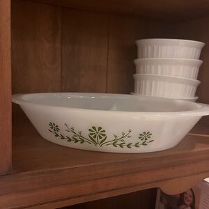 Corningware Green Floral Baking Dish